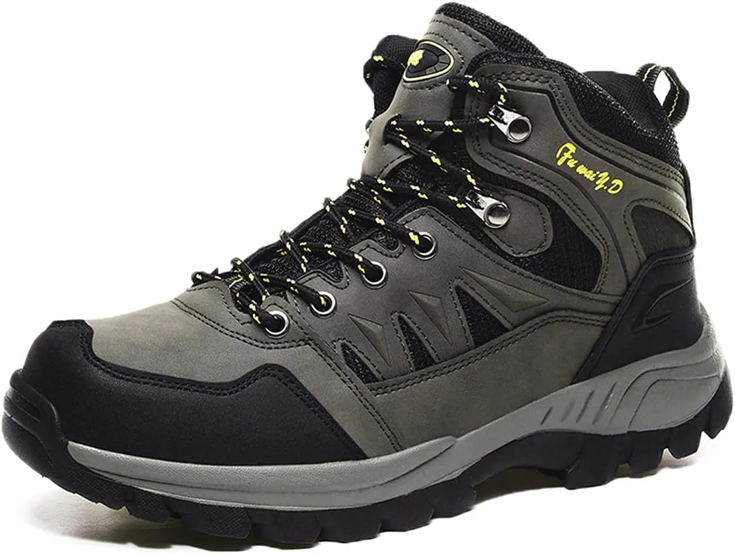 hongrenamz Mens Walking Waterproof Boots Hiking Lightweight Breathable Trekking Shoes