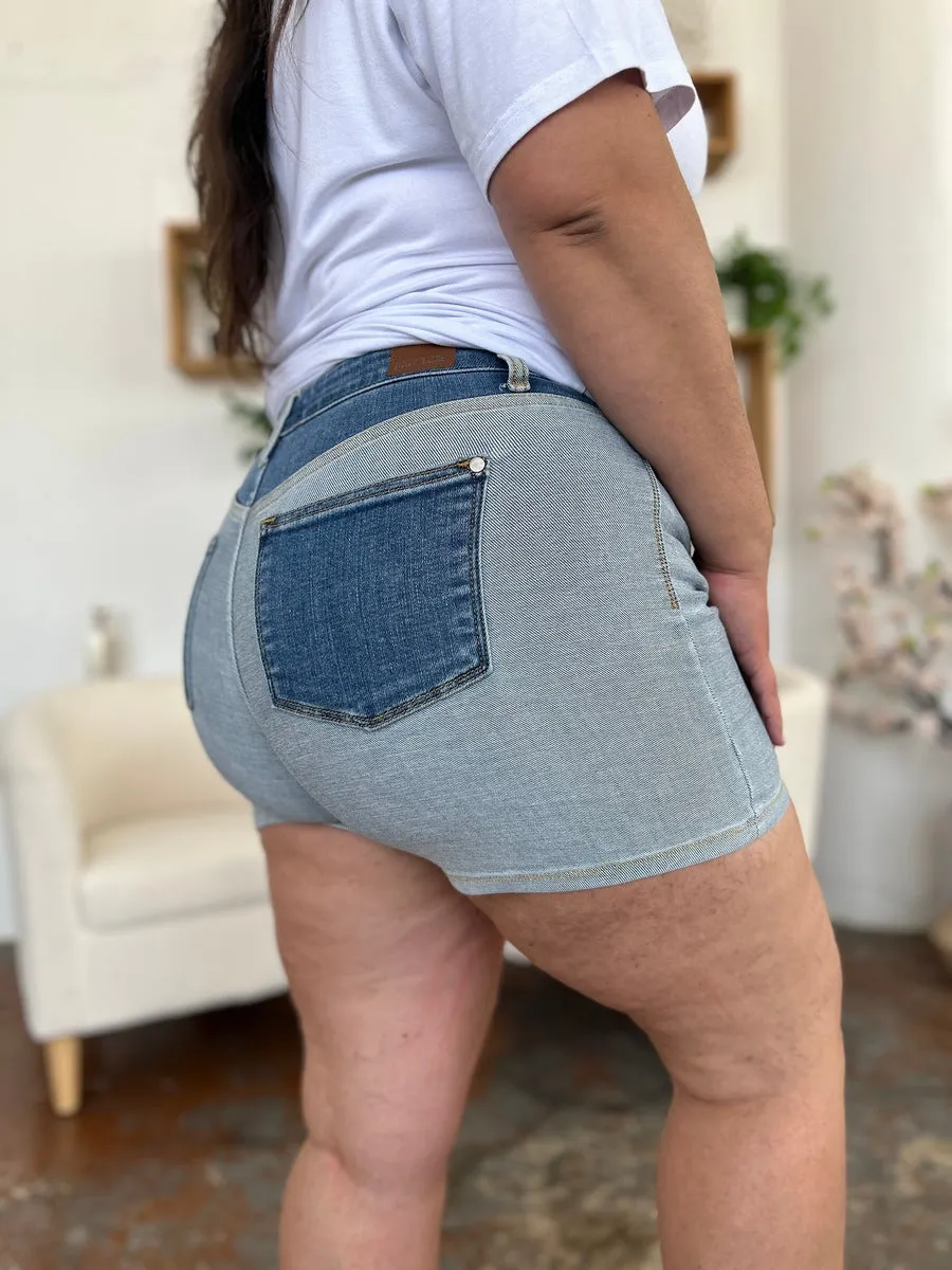 Judy Blue Color Block Denim Shorts