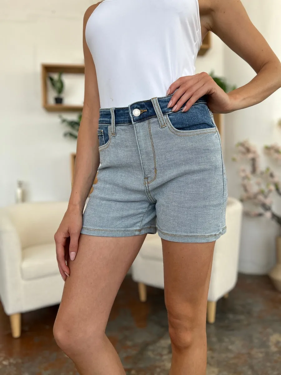 Judy Blue Color Block Denim Shorts