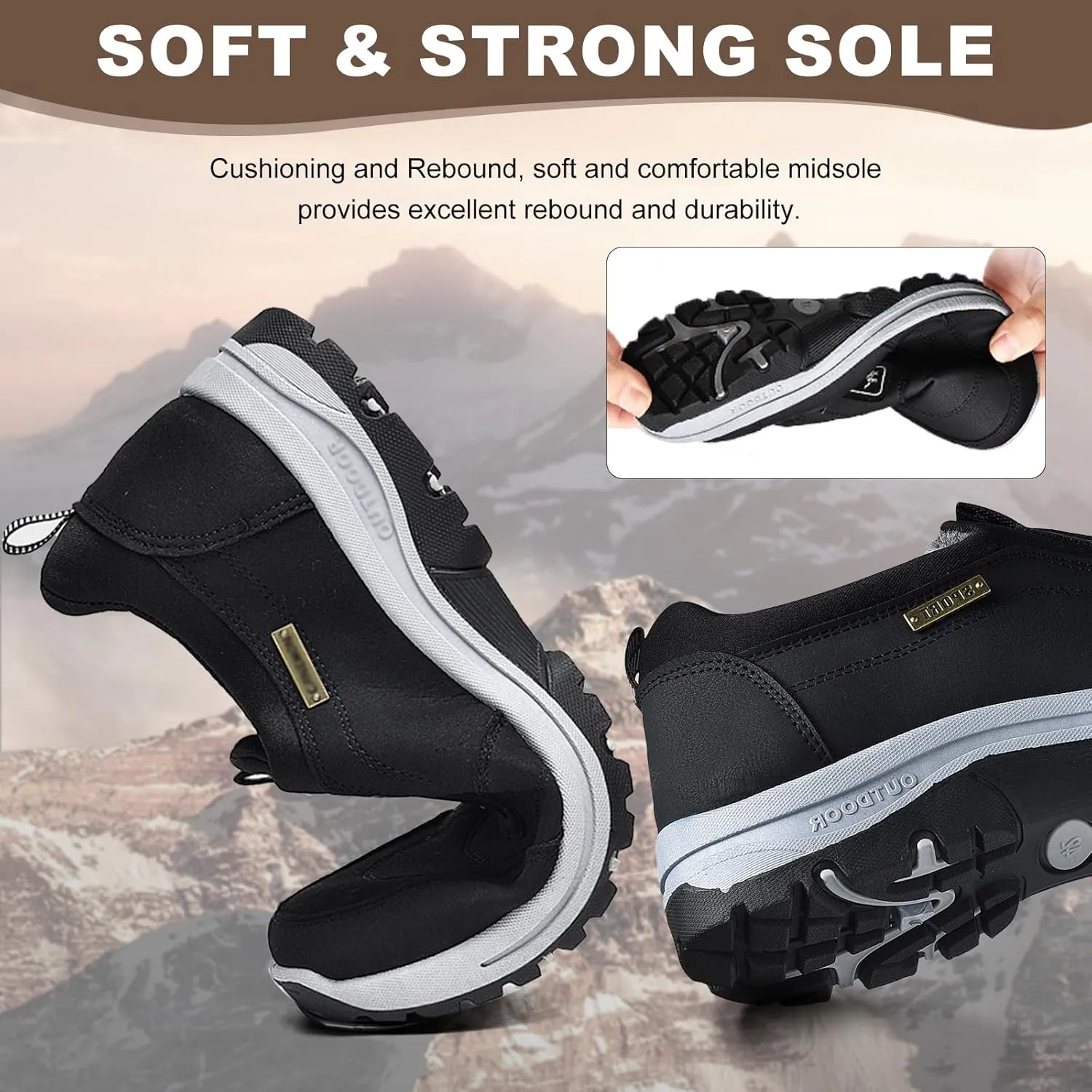 Men Walking Slip On Shoes,Trekking Hiking Sneakers,Orthopedic Shoes,Men's Waterproof Breathable Outdoor Sports Training Arch Support Shoes,Grey,42EU