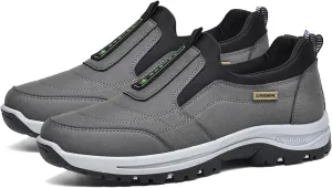 Men Walking Slip On Shoes,Trekking Hiking Sneakers,Orthopedic Shoes,Men's Waterproof Breathable Outdoor Sports Training Arch Support Shoes,Grey,42EU