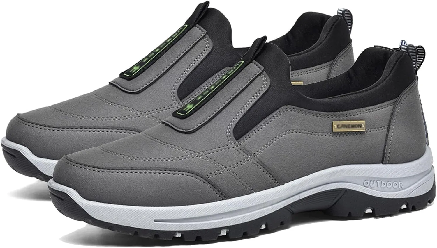Men Walking Slip On Shoes,Trekking Hiking Sneakers,Orthopedic Shoes,Men's Waterproof Breathable Outdoor Sports Training Arch Support Shoes,Grey,42EU