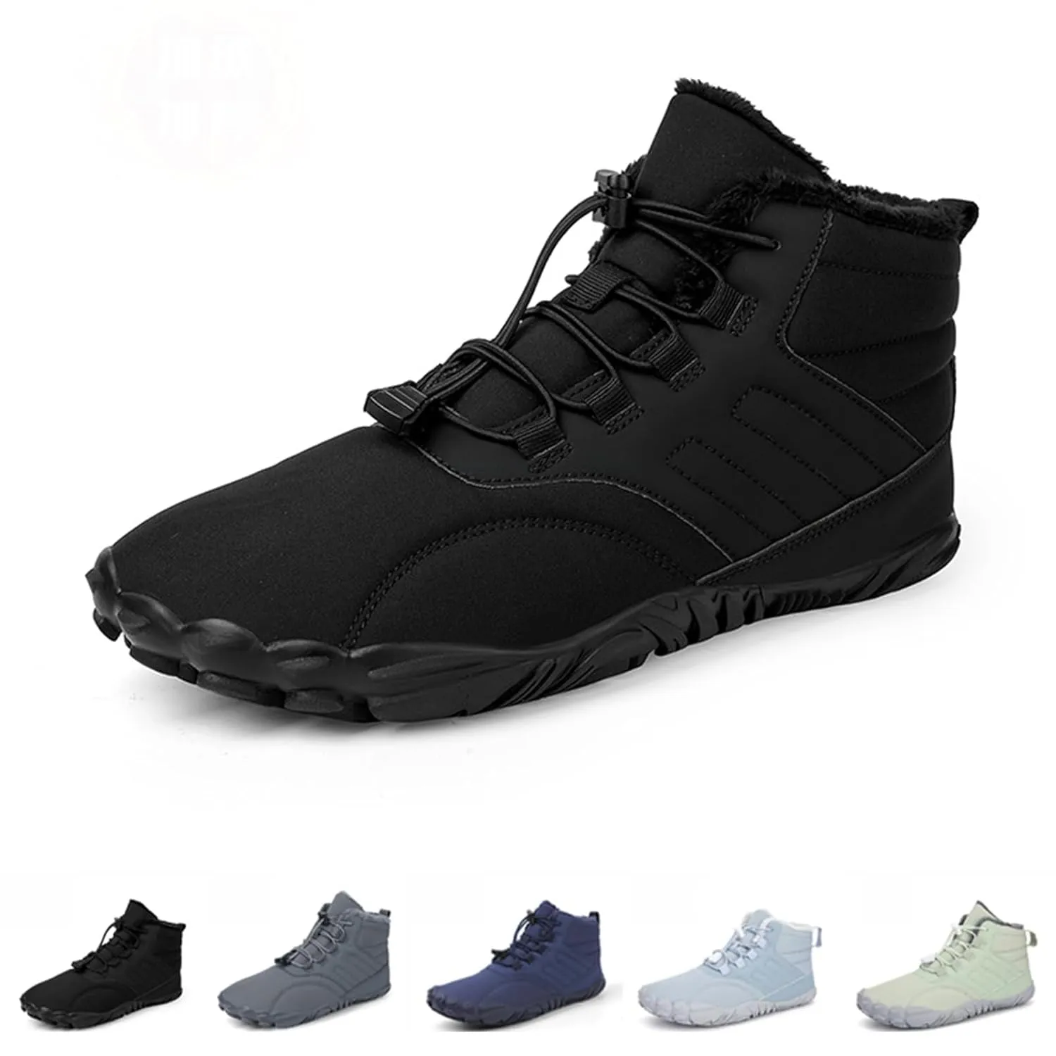 Men's and Women's Winter Barefoot Hiking Boots, Winter Sports Shoes Hiking Shoes, Waterproof Non-slip Wide Toe Barefoot Shoes Walking Boots,44,black