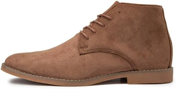 Men's High Top Chukka Boot Comfy Waterproof Hiking Combat Boots Lace up Low Heel Booties Ankle Boots