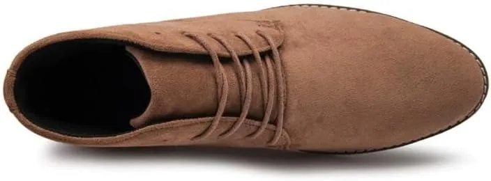 Men's High Top Chukka Boot Comfy Waterproof Hiking Combat Boots Lace up Low Heel Booties Ankle Boots