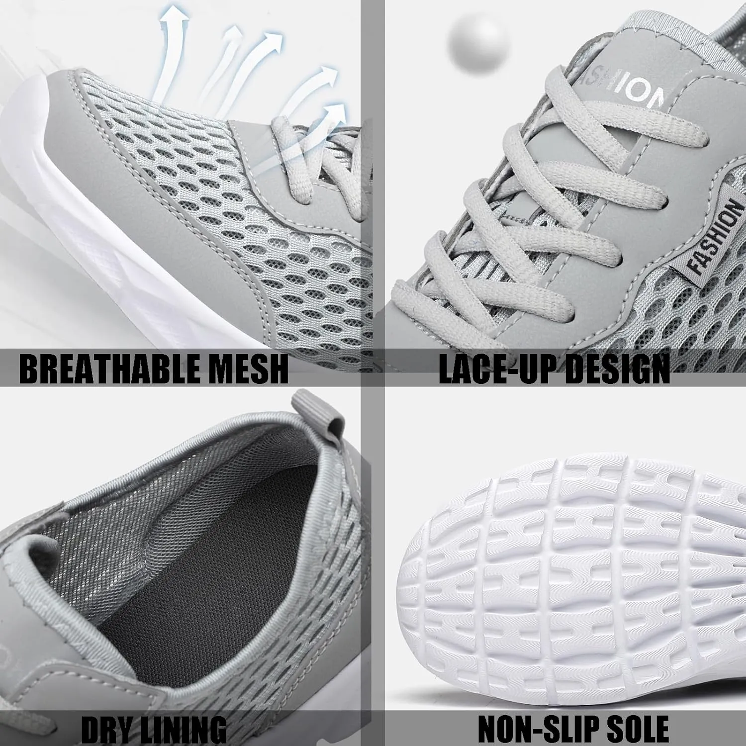 Men's Lightweight Lace Up Running Sneakers Breathable Mesh Non Slip Soft Bottom Tennis Gym Casual Sports Shoes