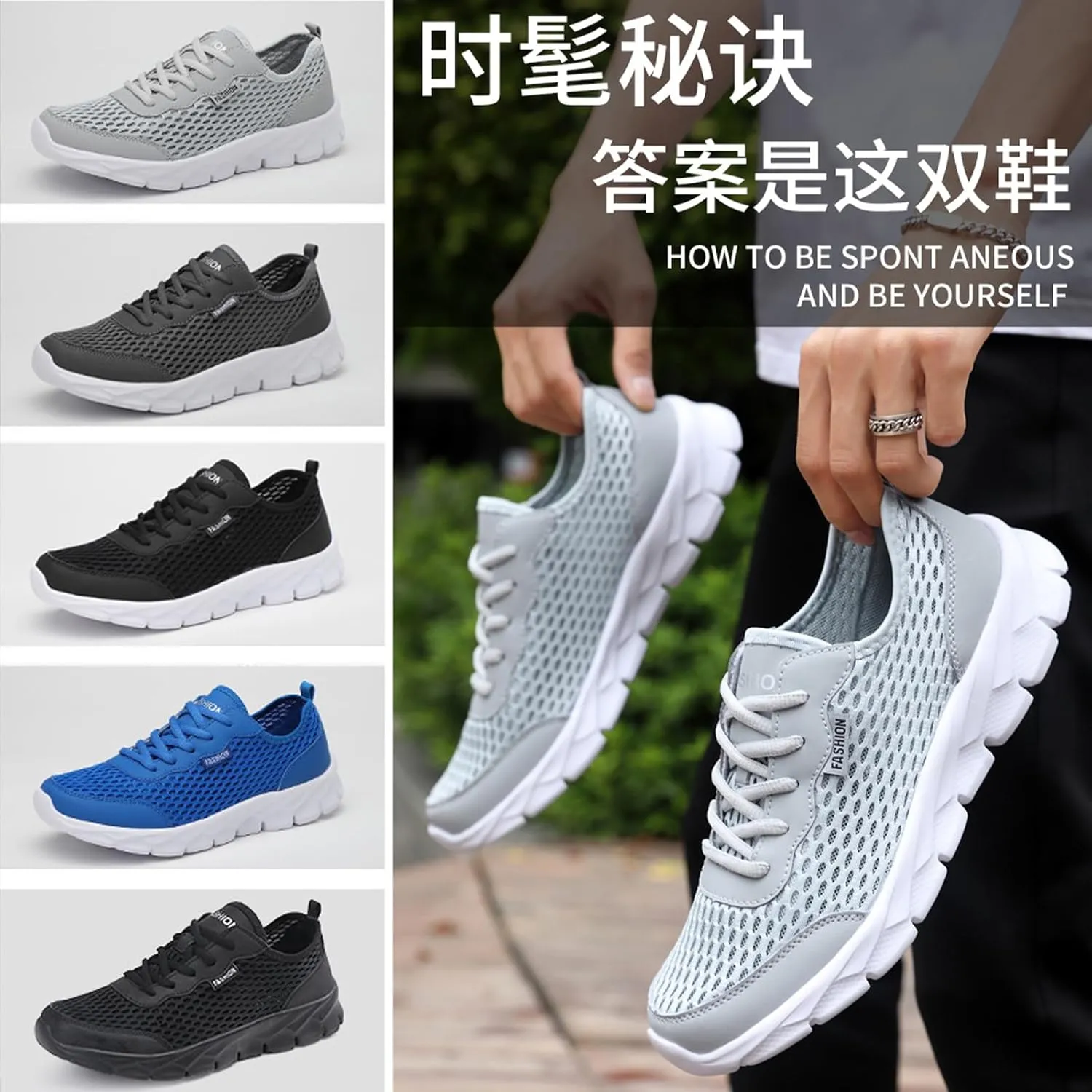 Men's Lightweight Lace Up Running Sneakers Breathable Mesh Non Slip Soft Bottom Tennis Gym Casual Sports Shoes