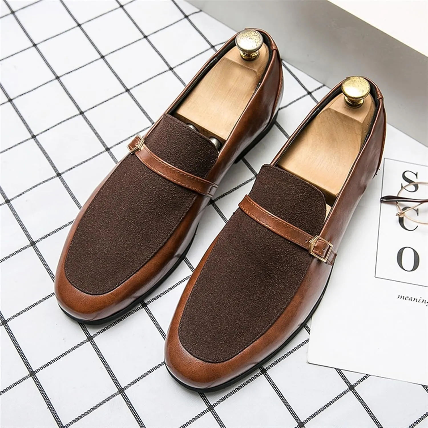 Men's Loafers Breathable PU Leather Slip-Ons ?C Flexible Flat Heel, Slip-Resistant, Comfortable Casual Shoes for Weddings and Outdoor Use