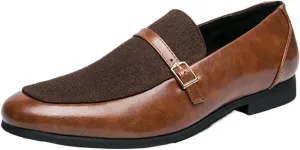 Men's Loafers Breathable PU Leather Slip-Ons ?C Flexible Flat Heel, Slip-Resistant, Comfortable Casual Shoes for Weddings and Outdoor Use