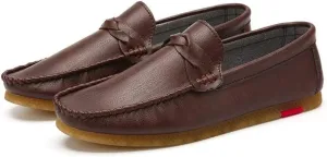 Men's Loafers Vegan Leather Stitching Details Round Toe Rubber Sole Penny Loafer Lightweight Flexible Slip Resistant Casual Slip-on