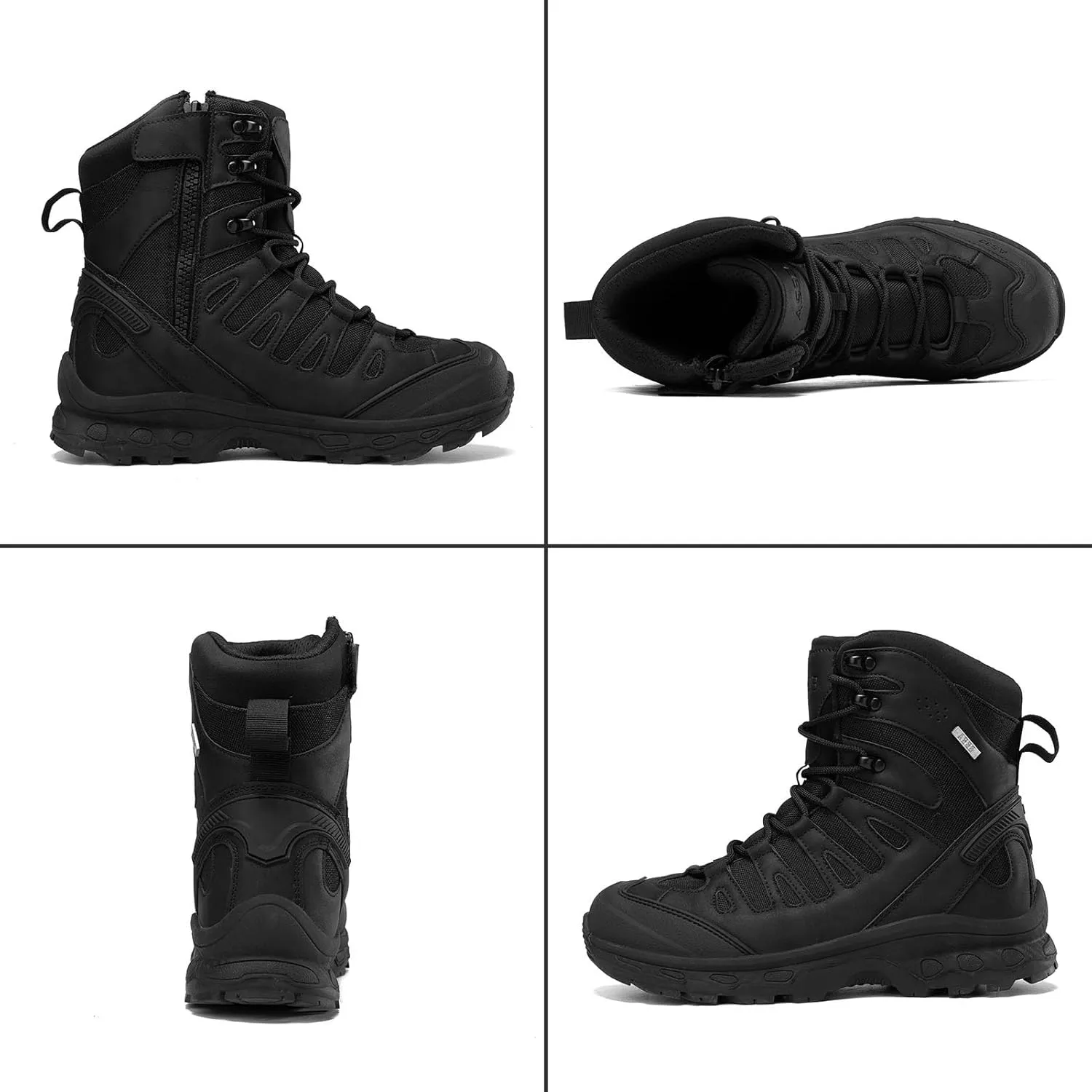 Men's Tactical Combat Boots with Side Zipper, Waterproof, Lightweight, and Breathable for Hiking, Work, and Hunting
