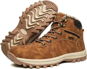 Men's Waterproof Cold Weather Snow Boots, Lace up Winter Snow Boots Non Slip Waterproof Boots for Men, Thicken Warm Hiking Walking Shoes, for Hiking, Trekking, Walking, Camping
