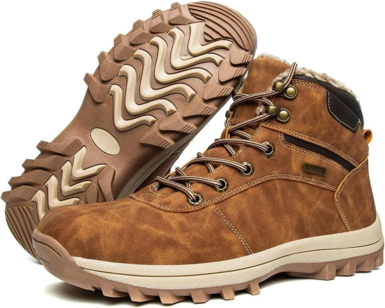 Men's Waterproof Cold Weather Snow Boots, Lace up Winter Snow Boots Non Slip Waterproof Boots for Men, Thicken Warm Hiking Walking Shoes, for Hiking, Trekking, Walking, Camping