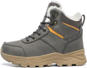 Men's Winter Hiking Snow Boots, Waterproof Shoes, Non-slip Full Fur Lining, Casual Light Hiking Boots