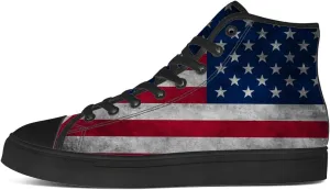 Men's Women's American Flag High Top Canvas Shoes USA Flag High Top Sneakers Lace Up Casual Shoes Gifts for Men Women