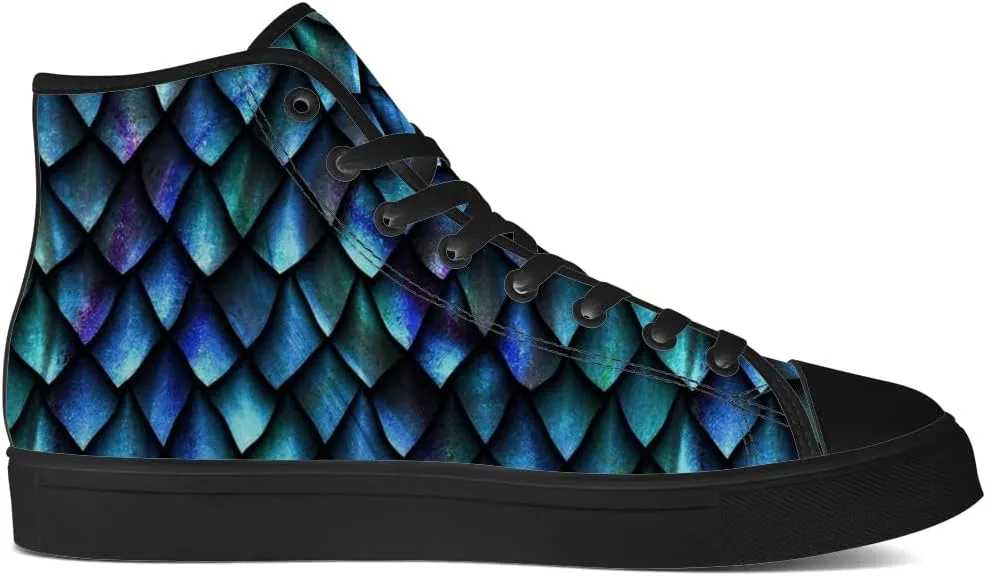 Men's Women's Dragon Scales High Top Canvas Shoes Dragon High Top Sneakers Lace Up Casual Shoes Gifts for Men Women