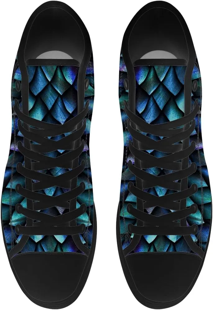 Men's Women's Dragon Scales High Top Canvas Shoes Dragon High Top Sneakers Lace Up Casual Shoes Gifts for Men Women
