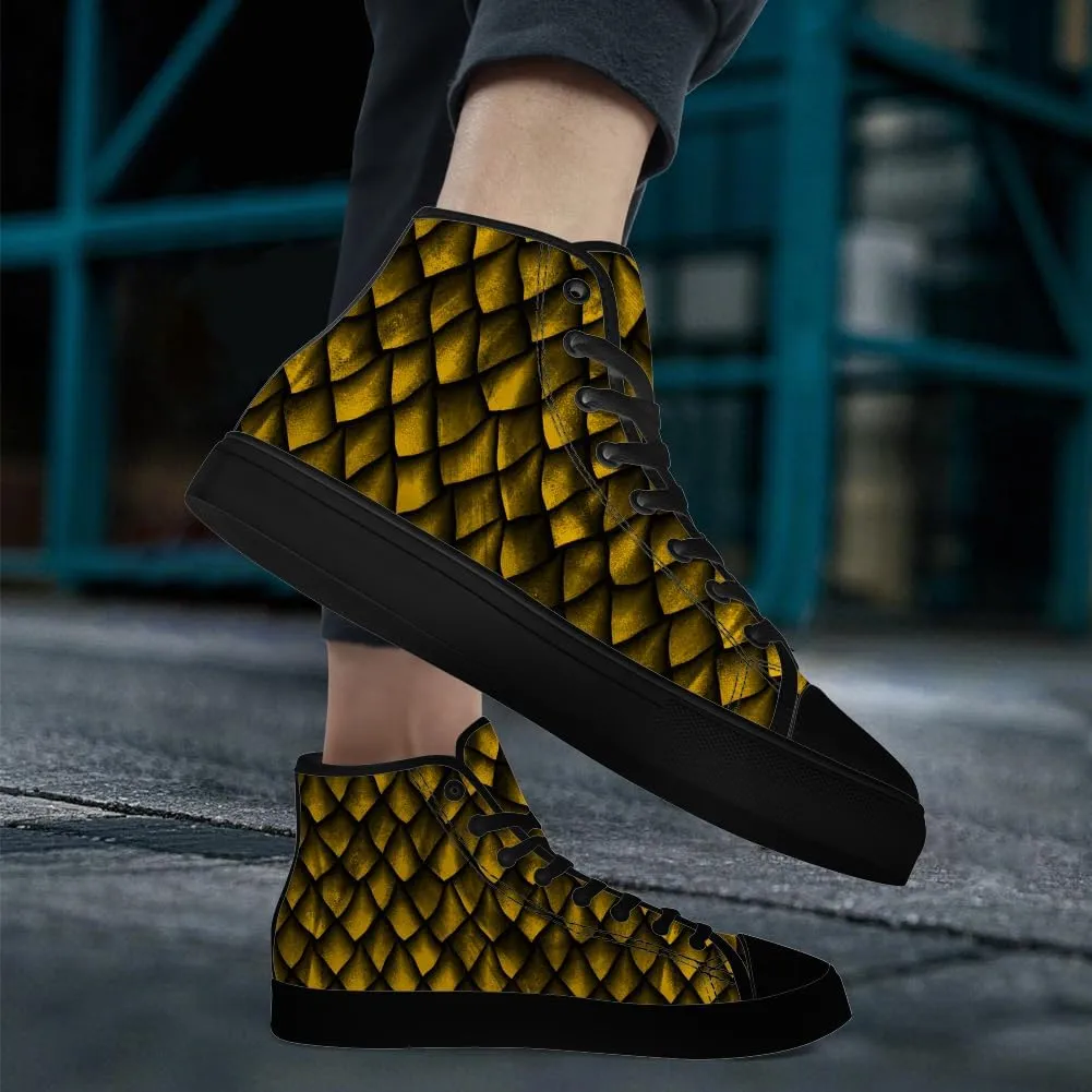 Men's Women's Dragon Scales High Top Canvas Shoes Dragon High Top Sneakers Lace Up Casual Shoes Gifts for Men Women