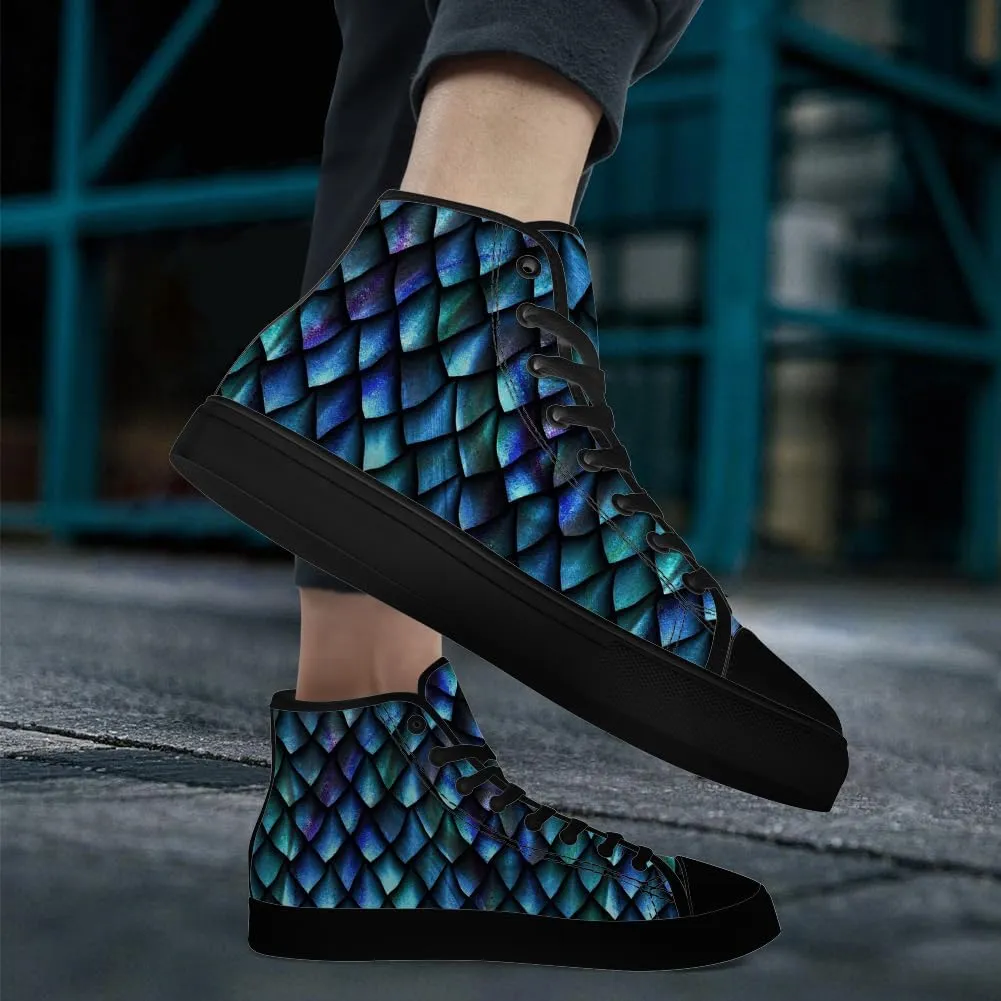 Men's Women's Dragon Scales High Top Canvas Shoes Dragon High Top Sneakers Lace Up Casual Shoes Gifts for Men Women