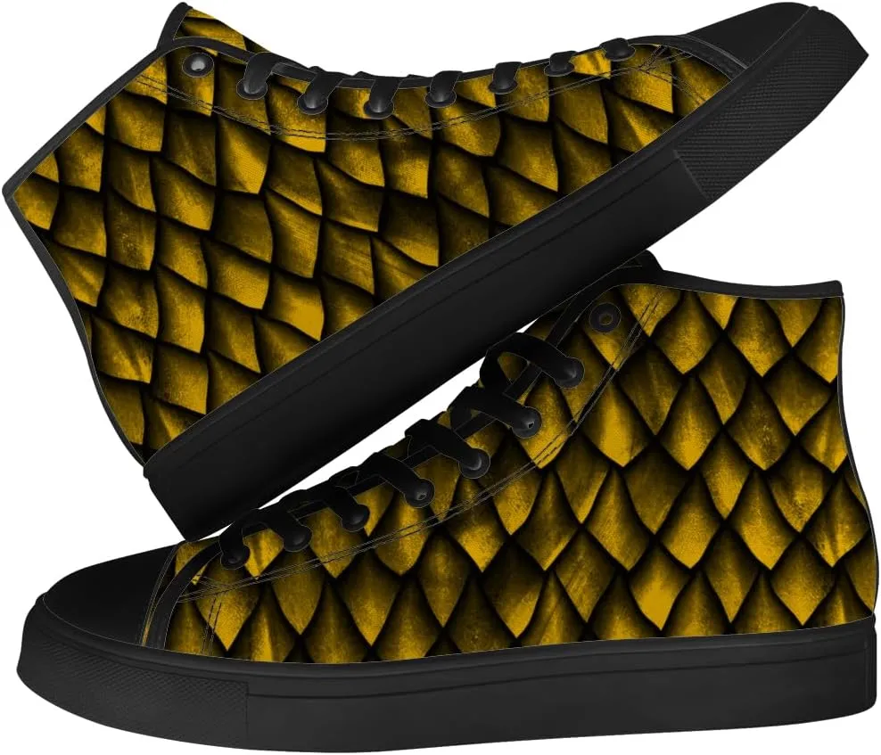 Men's Women's Dragon Scales High Top Canvas Shoes Dragon High Top Sneakers Lace Up Casual Shoes Gifts for Men Women