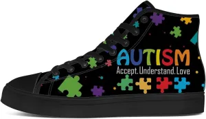 Men's Women's High Top Canvas Shoes Autism Awareness High Top Sneakers Lace Up Casual Shoes Gifts for Dad Mom