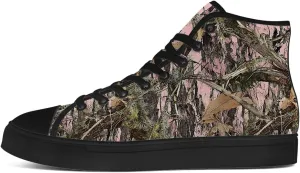 Men's Women's Pink Camouflage High Top Canvas Shoes High Top Sneakers Lace Up Casual Shoes Gifts for Men Women