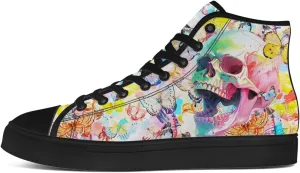 Men's Women's Skull High Top Canvas Shoes Butterfly High Top Sneakers Lace Up Casual Shoes Gifts for Men Women