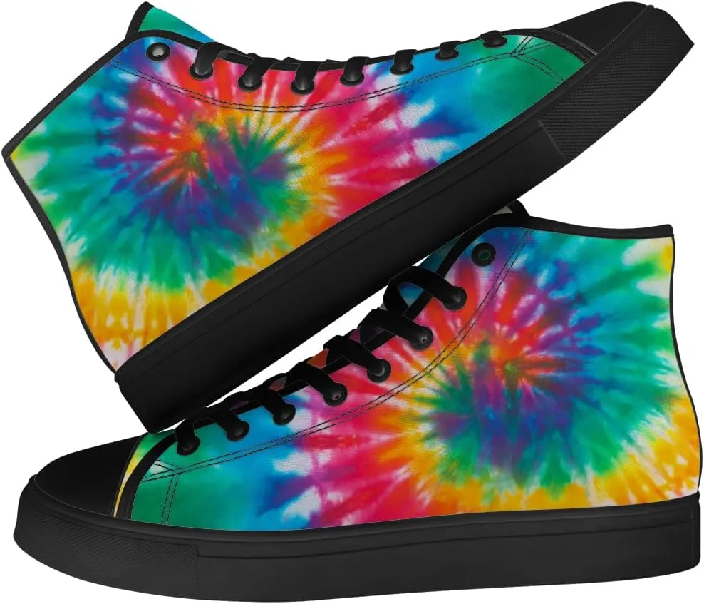 Men's Women's Tie Dye High Top Canvas Shoes High Top Sneakers Lace Up Casual Shoes Gifts for Men Women