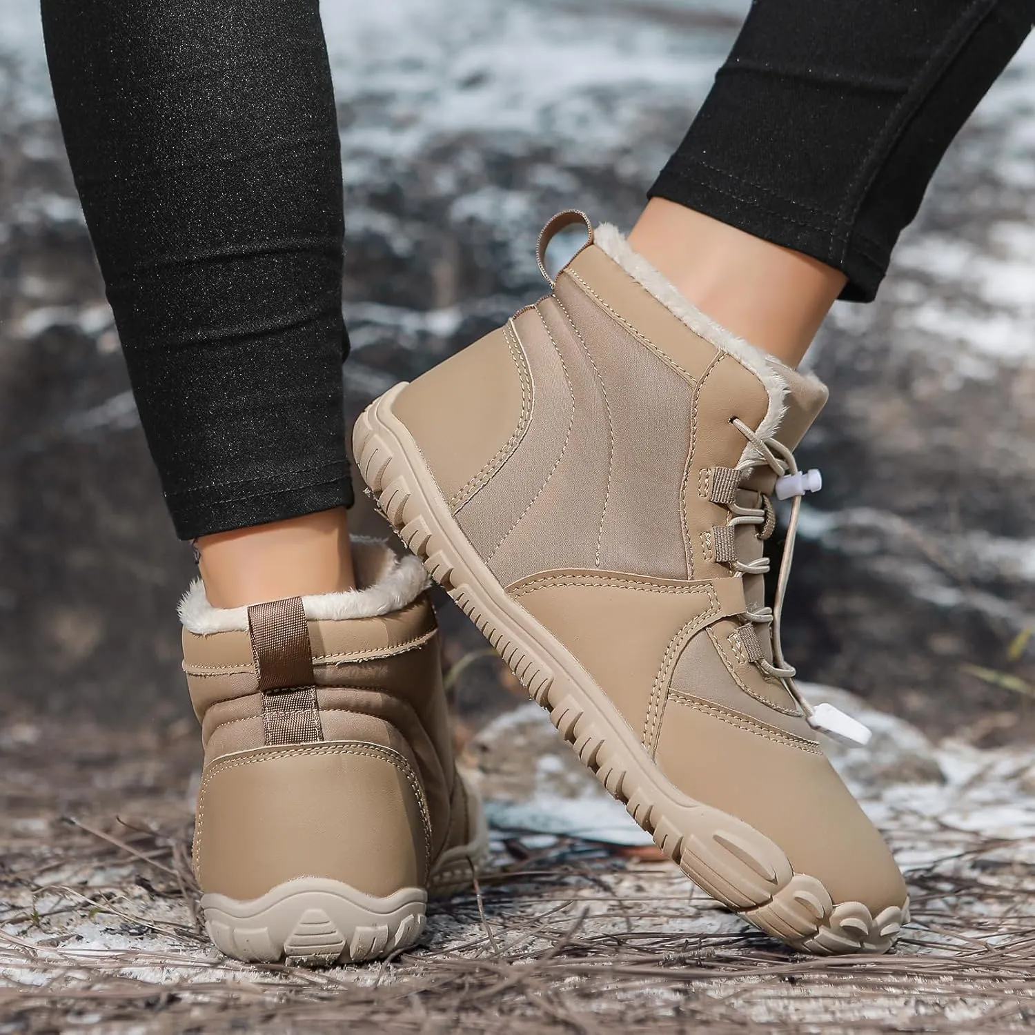 Men's Women's Winter Hiking Boots 2025 Slip On Warm Snow Boots Waterproof Wide Toe Ankle Booties Non Slip Hike Shoes Women for Hiking Walking Outdoor Unisex