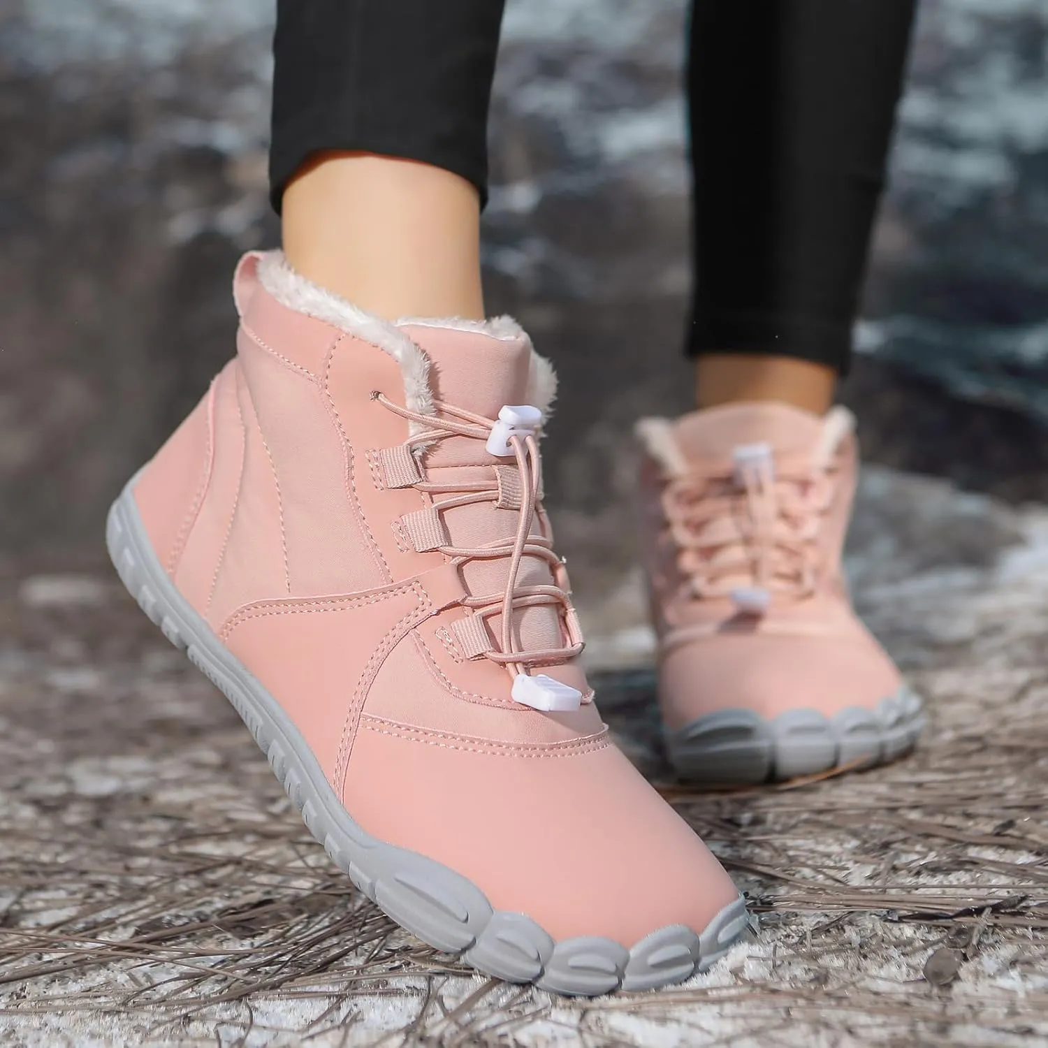 Men's Women's Winter Hiking Boots 2025 Slip On Warm Snow Boots Waterproof Wide Toe Ankle Booties Non Slip Hike Shoes Women for Hiking Walking Outdoor Unisex