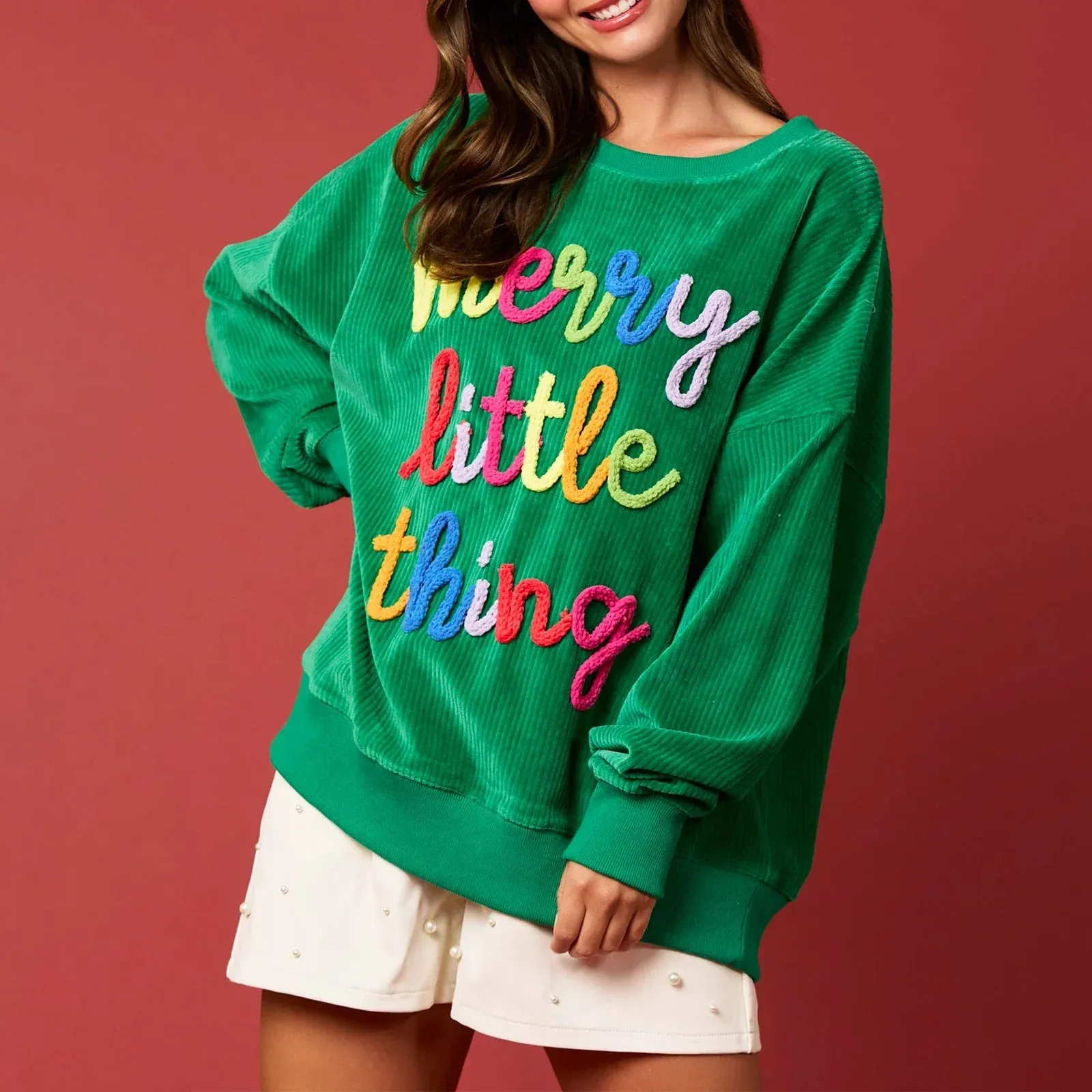 Merry Christmas Sweatshirt - Glitter Patch Crewneck Pullover From Kawaii Stop