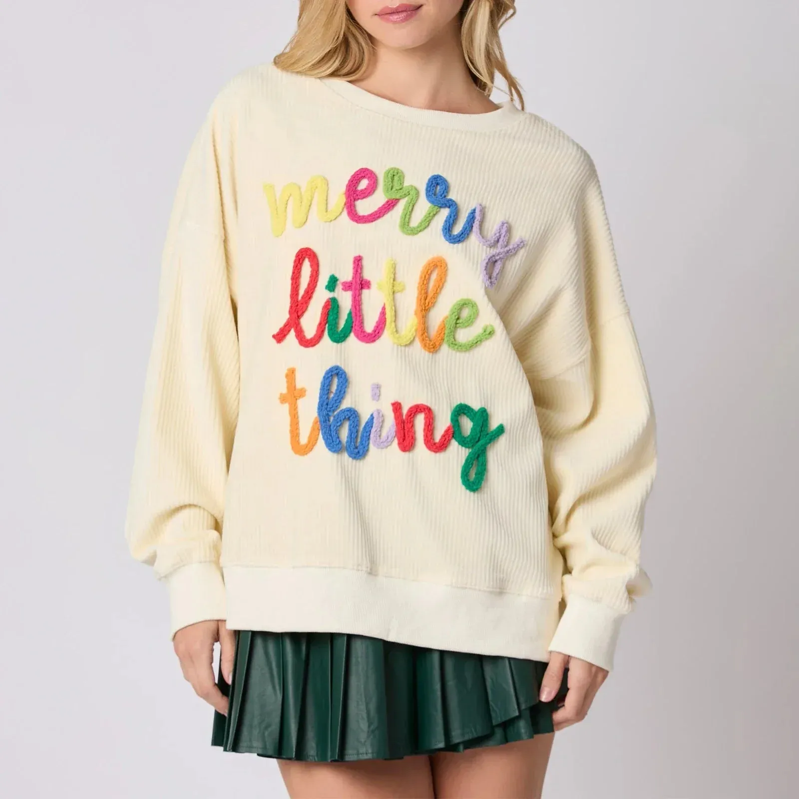 Merry Christmas Sweatshirt - Glitter Patch Crewneck Pullover From Kawaii Stop