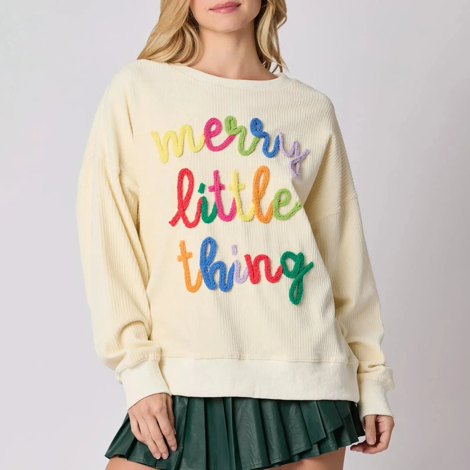 Merry Christmas Sweatshirt - Glitter Patch Crewneck Pullover From Kawaii Stop
