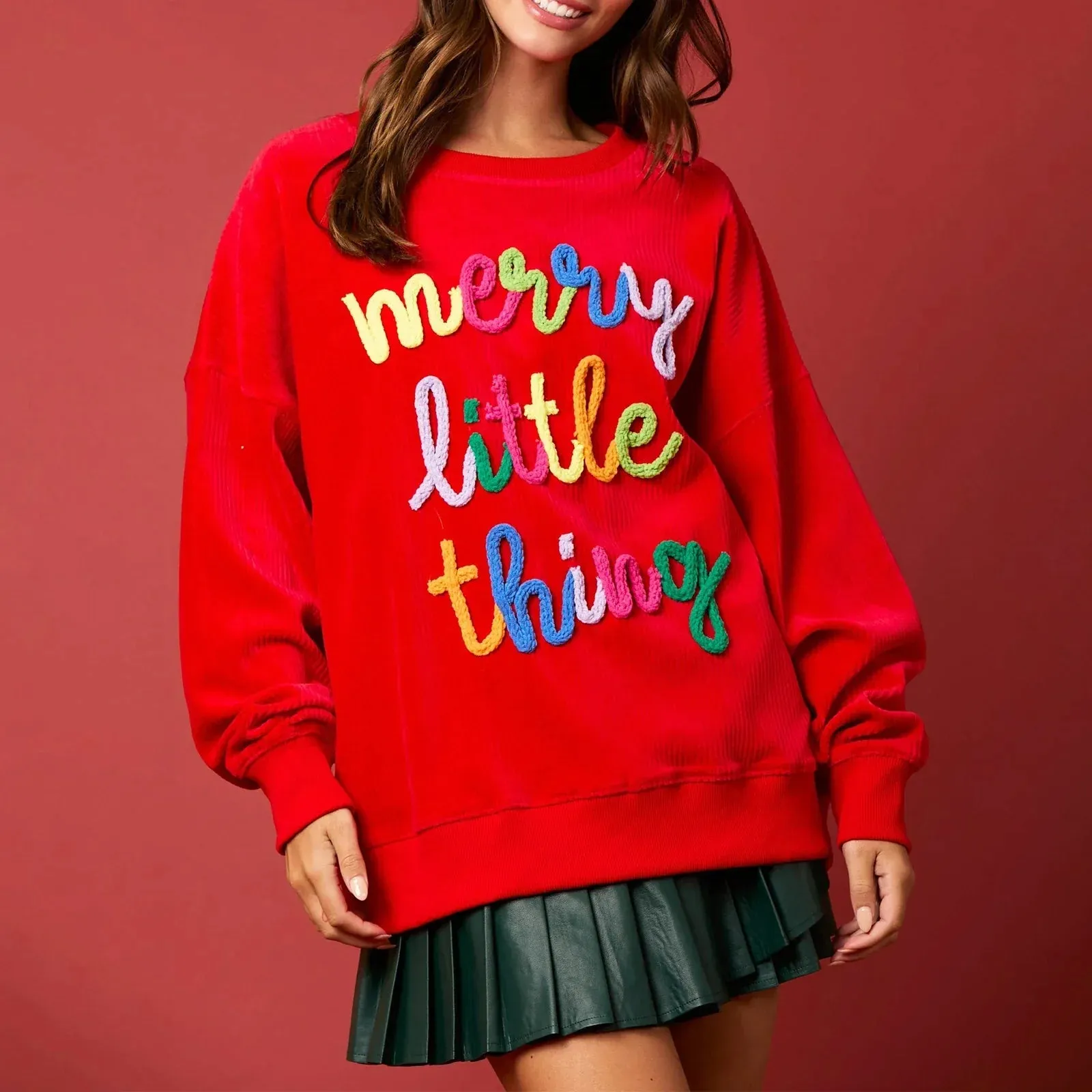 Merry Christmas Sweatshirt - Glitter Patch Crewneck Pullover From Kawaii Stop
