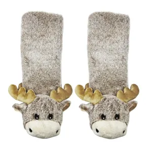 Moose Up Cozy Warm Women's Plush Animal Slipper Socks