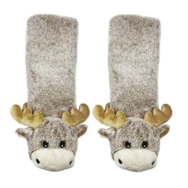 Moose Up Cozy Warm Women's Plush Animal Slipper Socks
