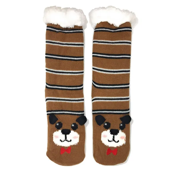 Mr. Bear Cozy Warm Women's Plush Animal Slipper Socks