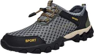 Non Slip Work Sport Shoes for Men Breathable Elastic Fly Woven Mesh Sneaker Memory Foam Versatile Shoes for Men