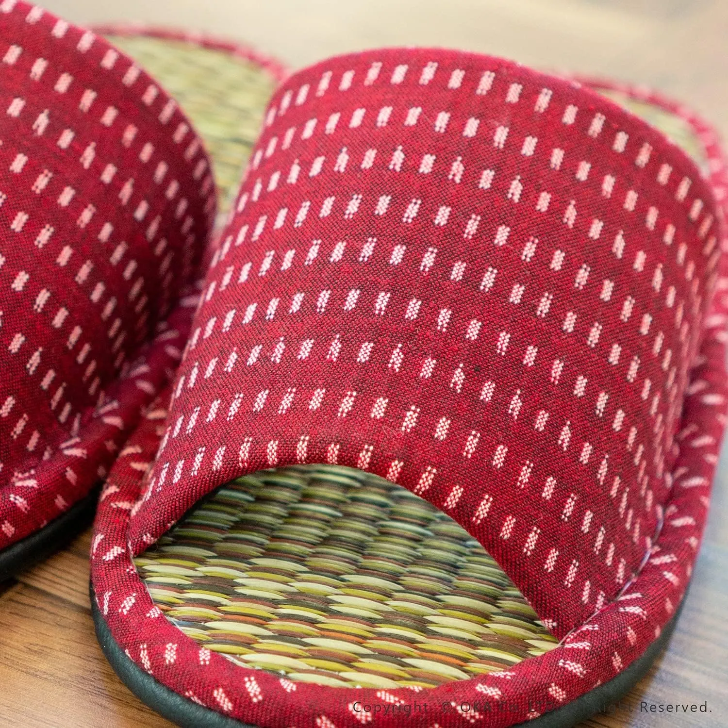 OKA Tatami Slippers, Made in Japan (Grass & Root, Japanese)