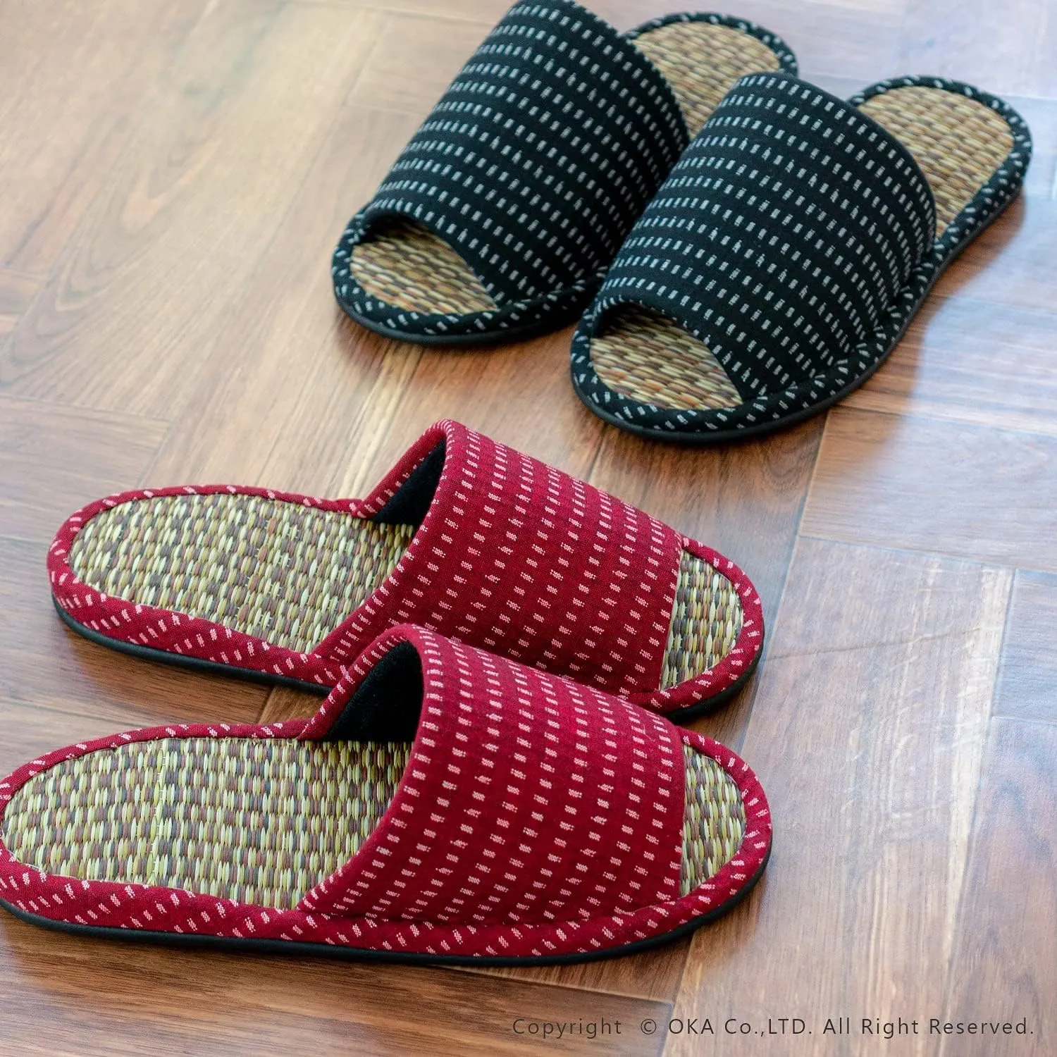 OKA Tatami Slippers, Made in Japan (Grass & Root, Japanese)