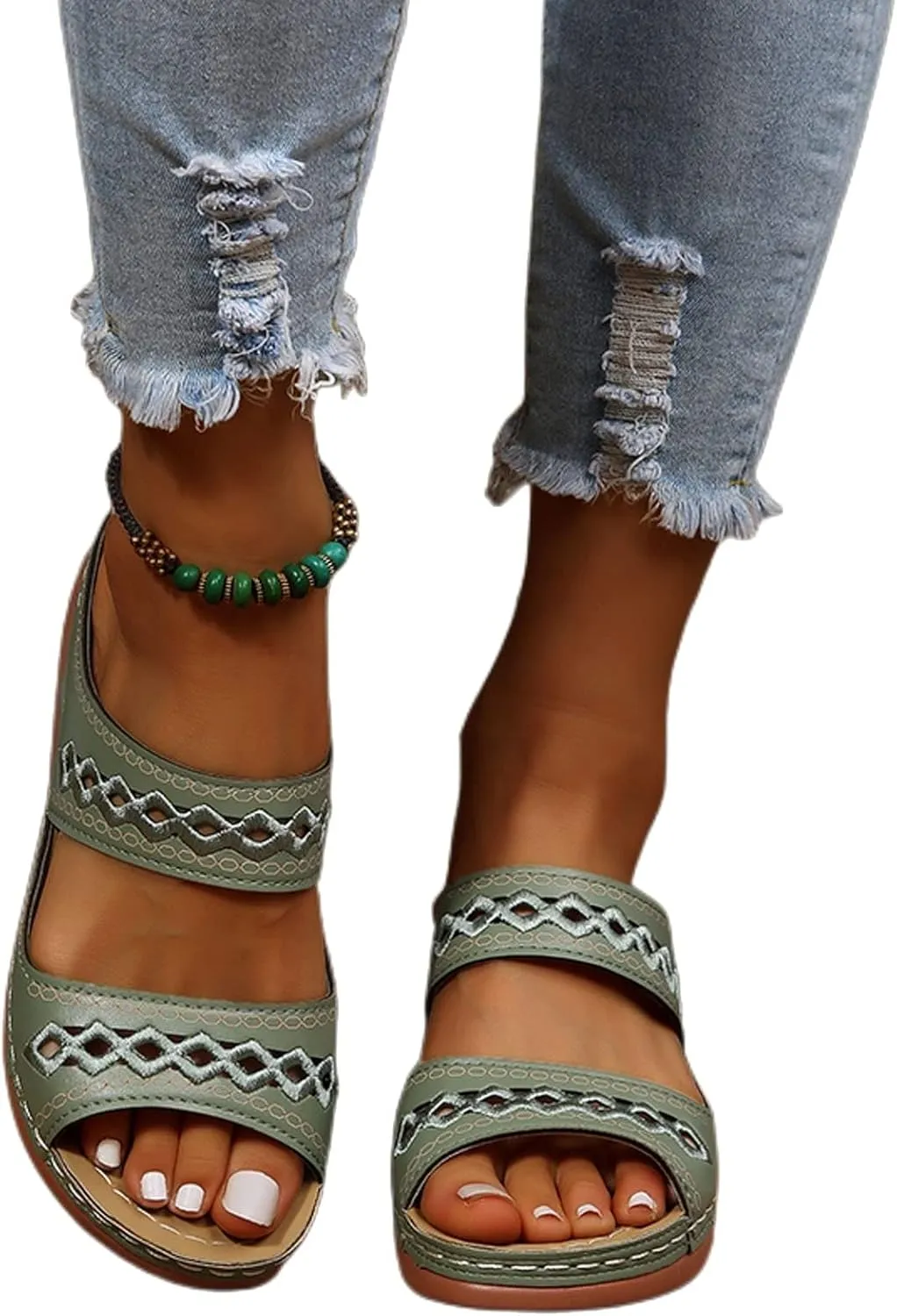 Orthopedic Wedge Sandals for Women Dressy Summer Comfortable Walking Sandals with Arch Support Stylish Orthotic Slides