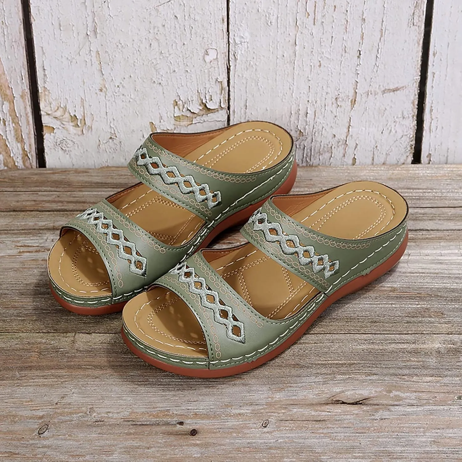 Orthopedic Wedge Sandals for Women Dressy Summer Comfortable Walking Sandals with Arch Support Stylish Orthotic Slides