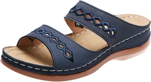 Orthopedic Wedge Sandals for Women Dressy Summer Comfortable Walking Sandals with Arch Support Stylish Orthotic Slides