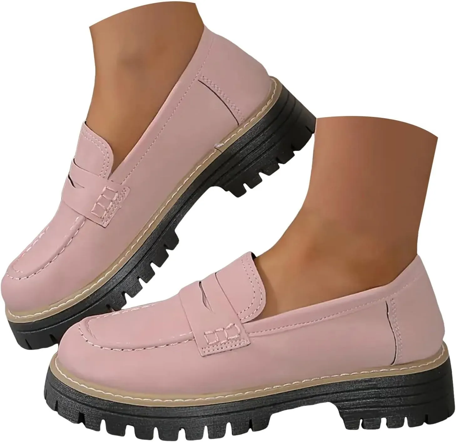 Orthoture-Orthopedic Platform Loafers Comfortable Lightweight Leather Loafers Slip-On Walking Shoes Cute Casual Dress Shoes