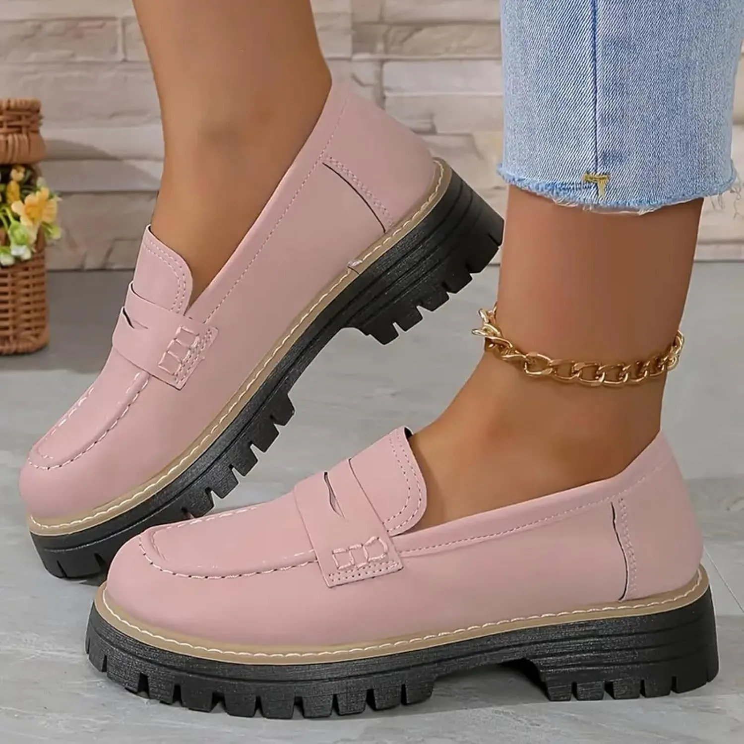 Orthoture-Orthopedic Platform Loafers Comfortable Lightweight Leather Loafers Slip-On Walking Shoes Cute Casual Dress Shoes