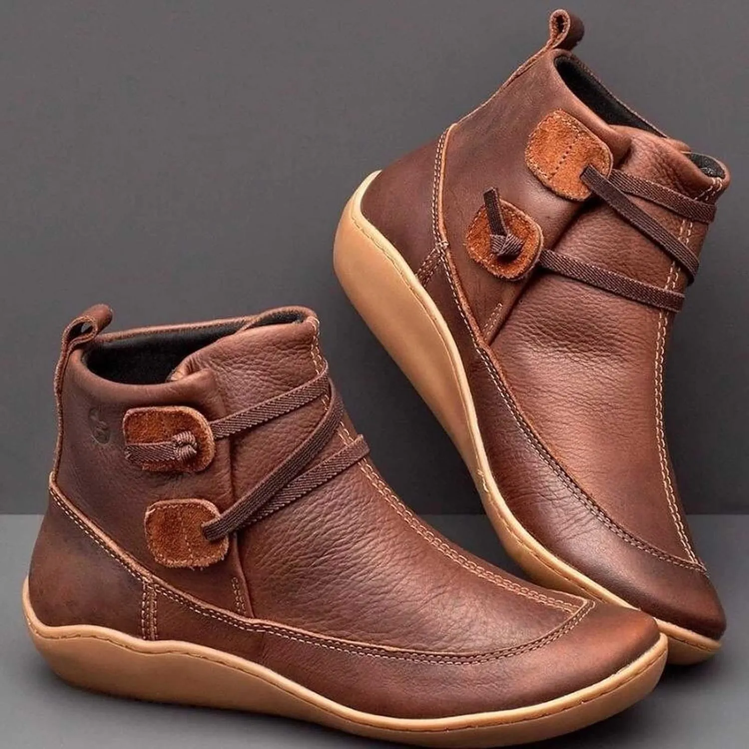 Platform Boots for Women Ankle Women's Booties Low Heel Womens Ankle Boots Hiking Boot Laces Men Closed Back Lightweight Breathable Chunky Block Low Heel Vintage