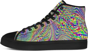 Psychedelic Shoes for Men Women Trippy High Top Canvas Sneakers Lace Up Casual Walking Shoes Gifts for Dad Mom