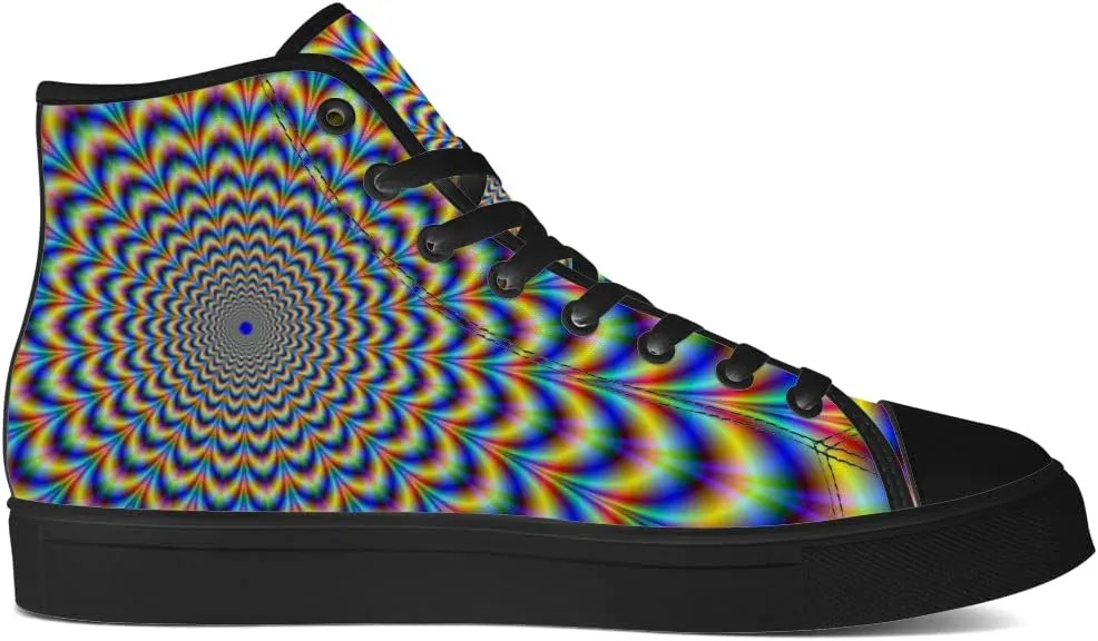 Psychedelic Shoes for Men Women Trippy High Top Canvas Sneakers Lace Up Casual Walking Shoes Gifts for Dad Mom
