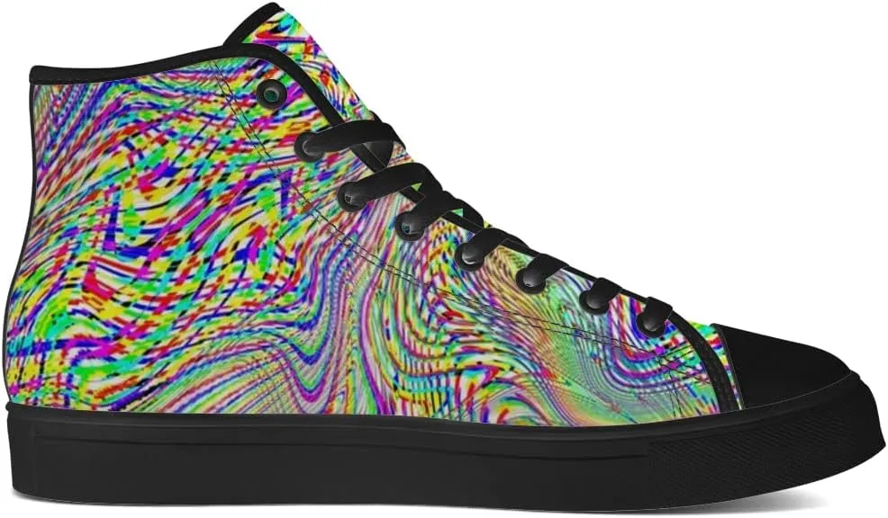 Psychedelic Shoes for Men Women Trippy High Top Canvas Sneakers Lace Up Casual Walking Shoes Gifts for Dad Mom