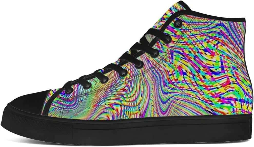 Psychedelic Shoes for Men Women Trippy High Top Canvas Sneakers Lace Up Casual Walking Shoes Gifts for Dad Mom